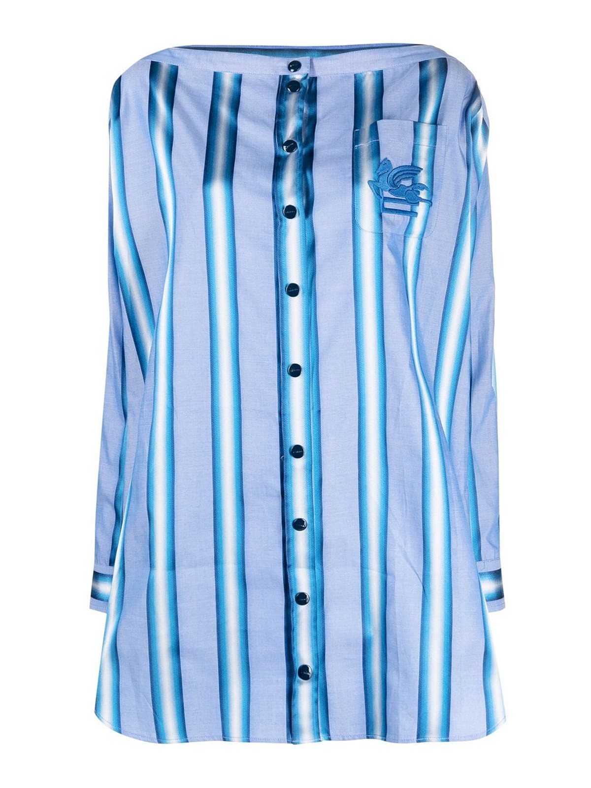Shop Etro Striped Cotton Mini Dress In Azul Claro
