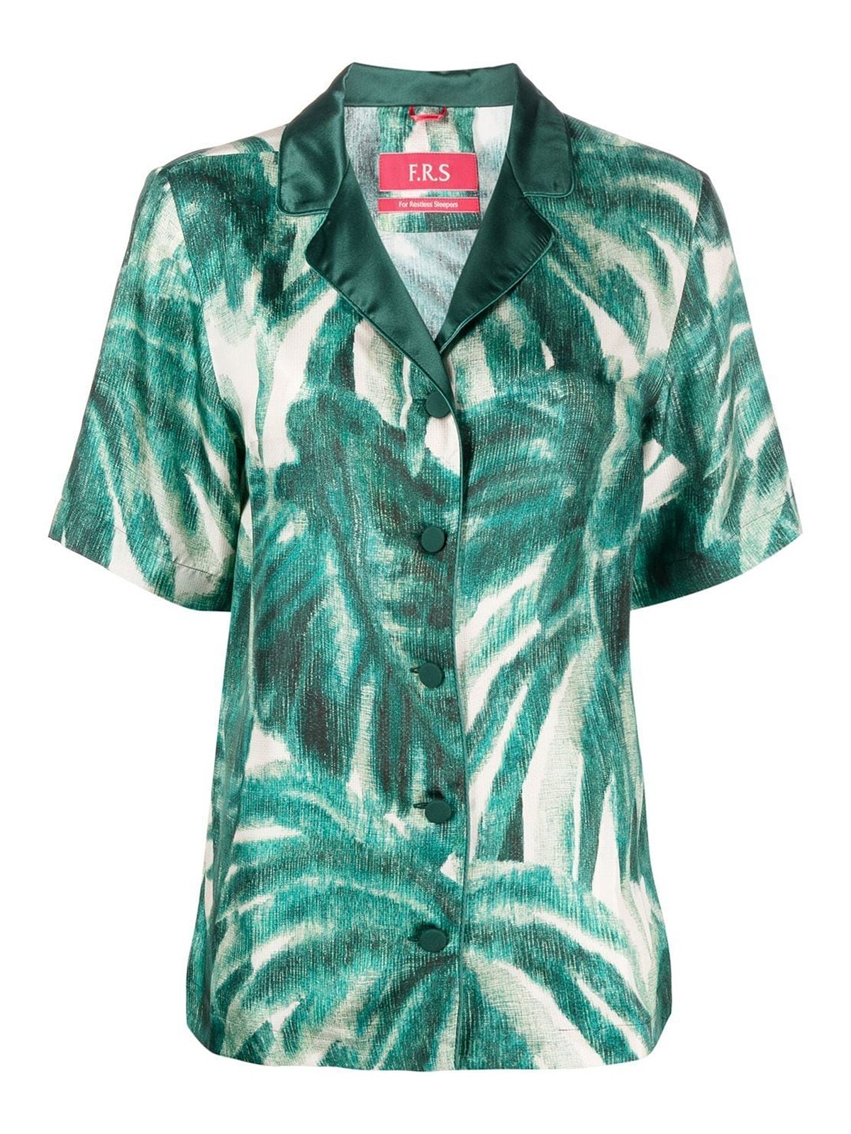 Shop F.r.s For Restless Sleepers Printed Silk Pajama Shirt In Green