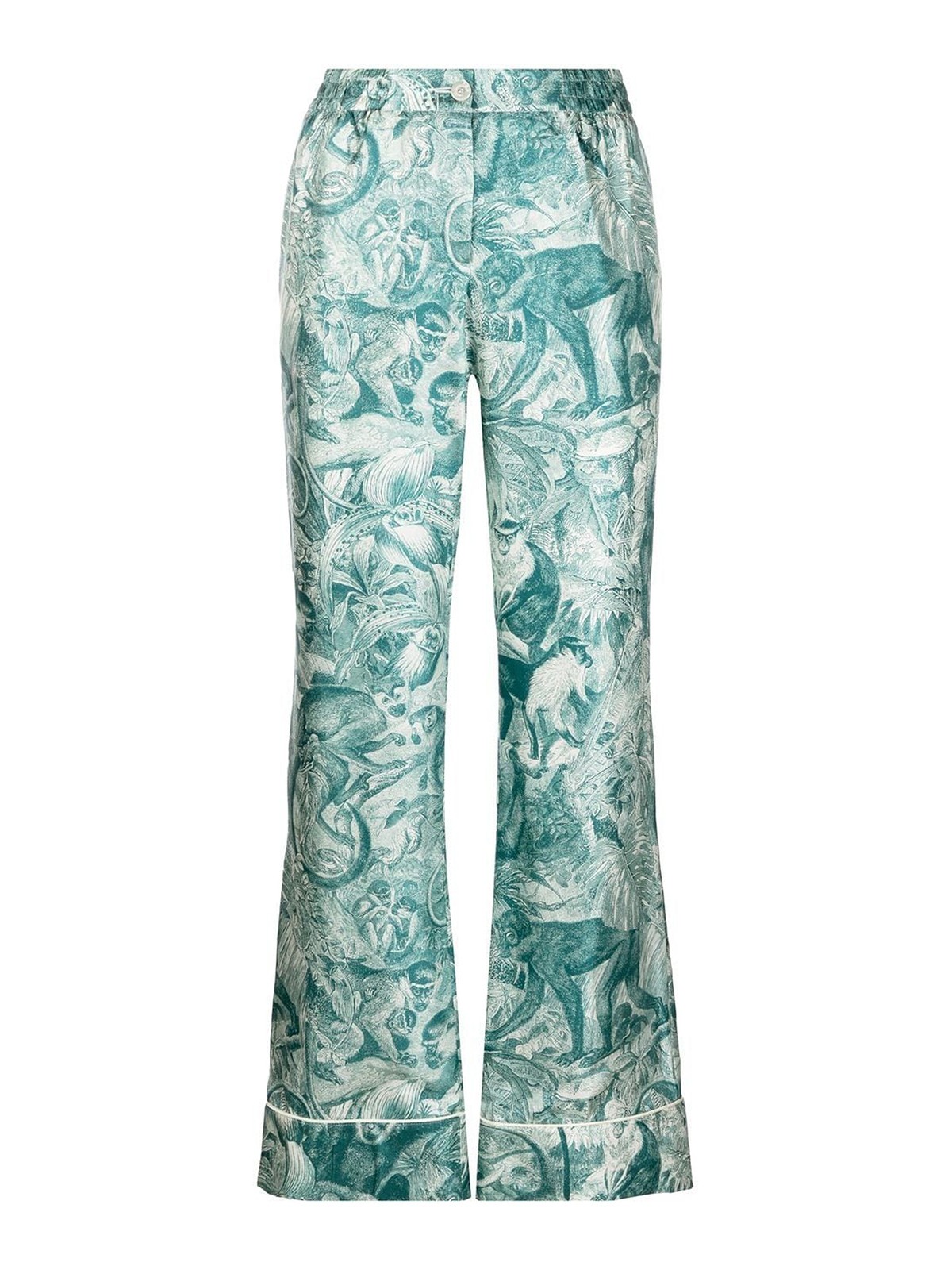 F.r.s For Restless Sleepers Graphic-print Silk Palazzo Trousers In Green