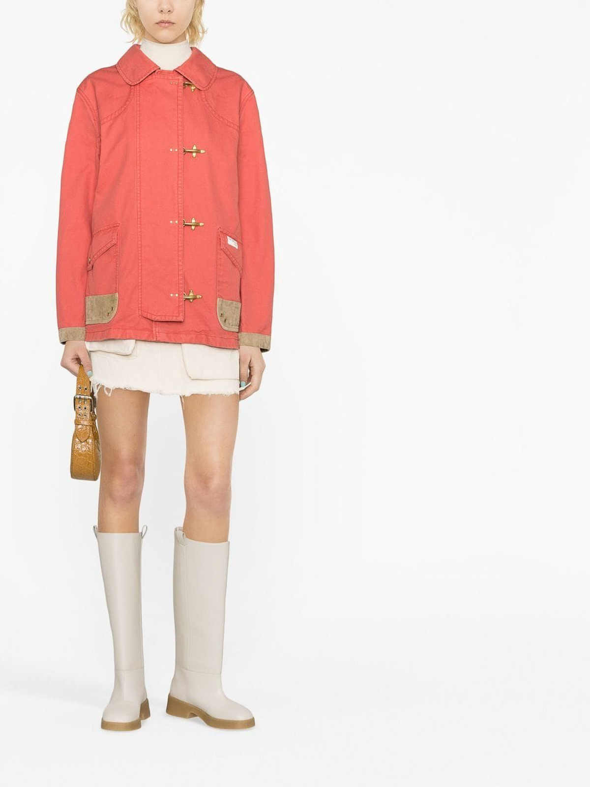 Shop Fay Cotton 4 Hooks Jacket In Red