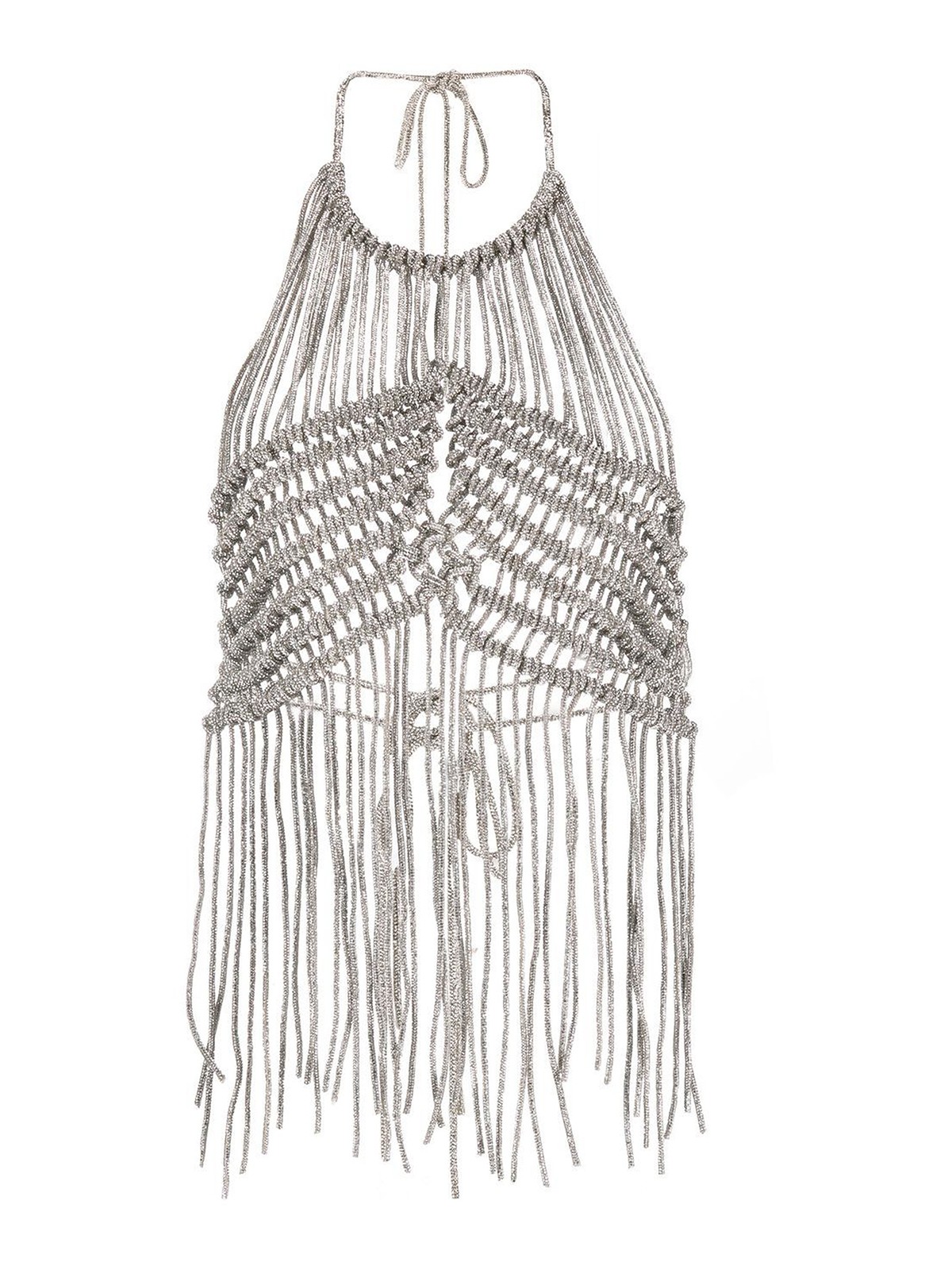 【Giuseppe Di Morabito】ローズ柄コットンブレンドトップス Giuseppe di Morabito Feather-trimmed sequined crop top
