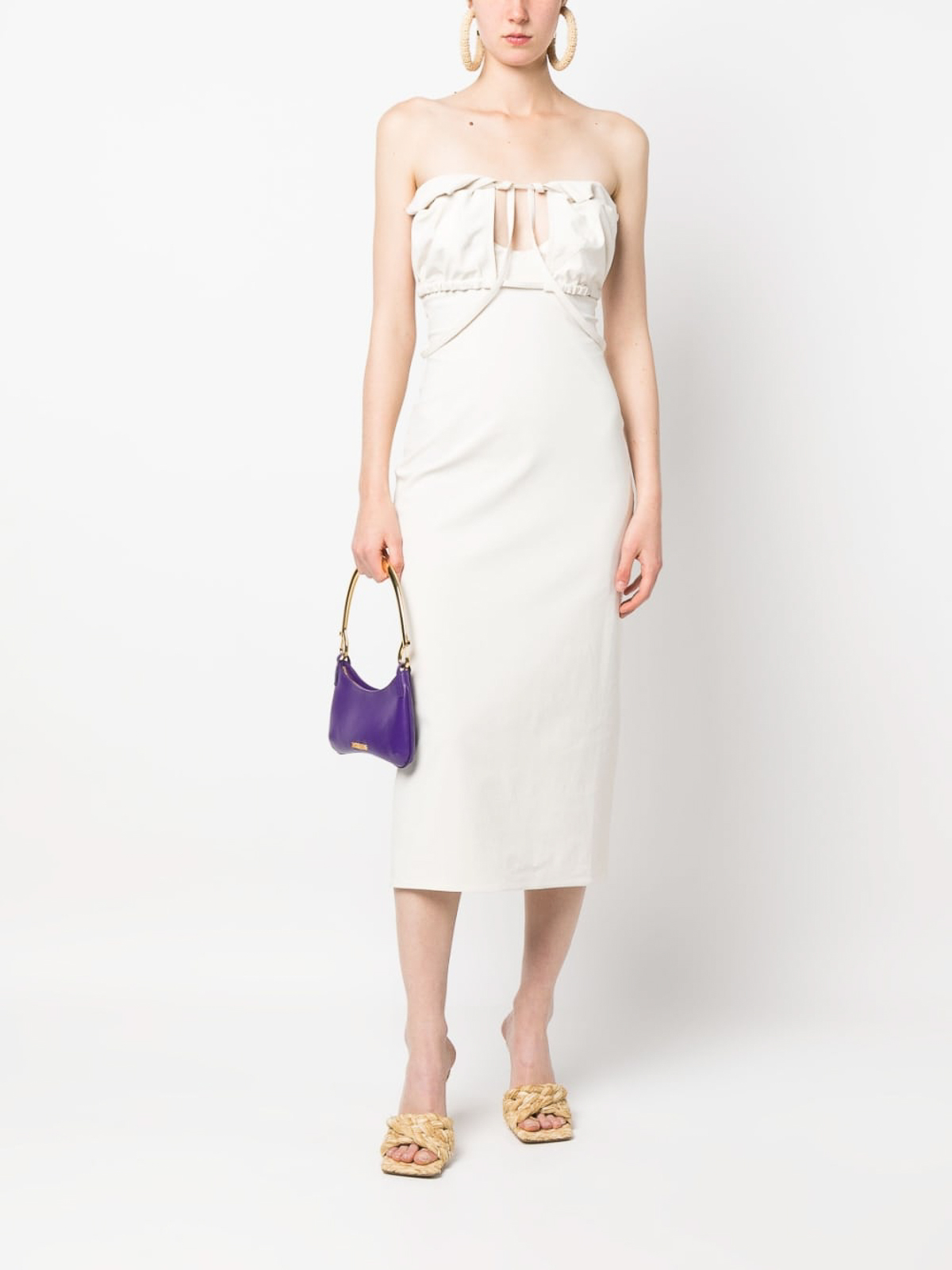 Shop Jacquemus Tailored Strapless Dress In White