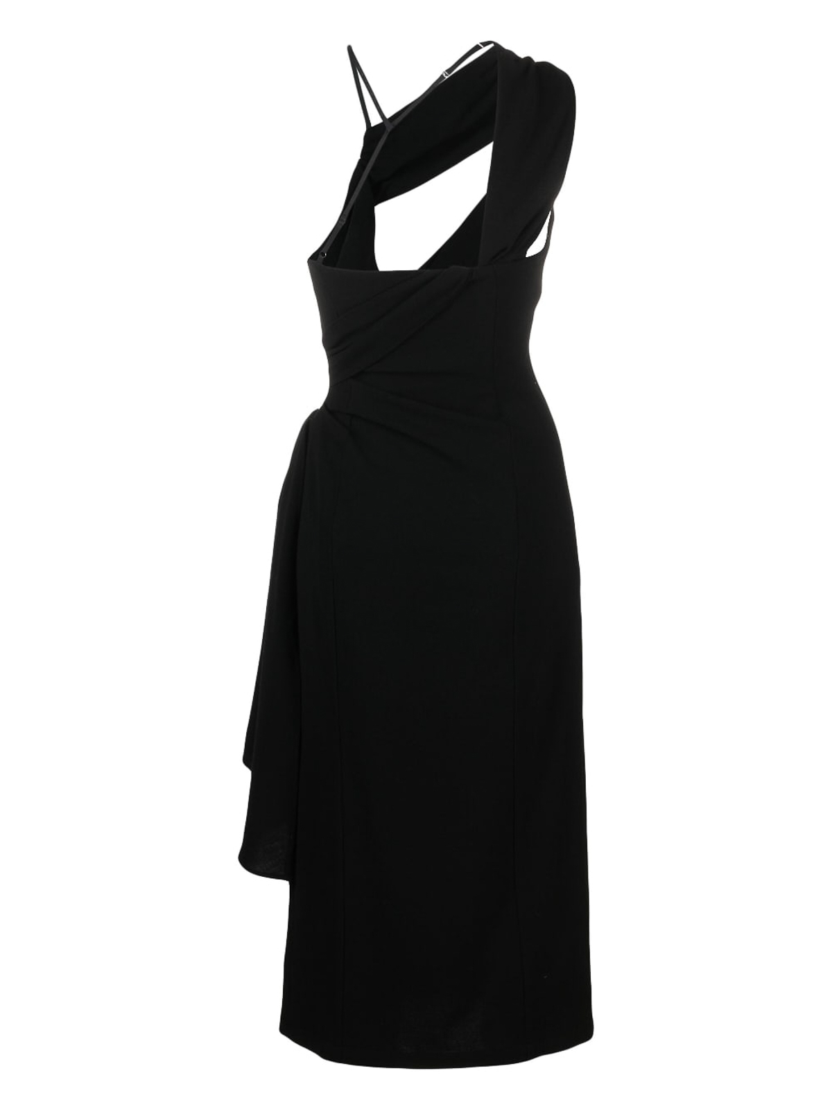 Shop Jacquemus Abanada Draped Asymmetric Dress In Black
