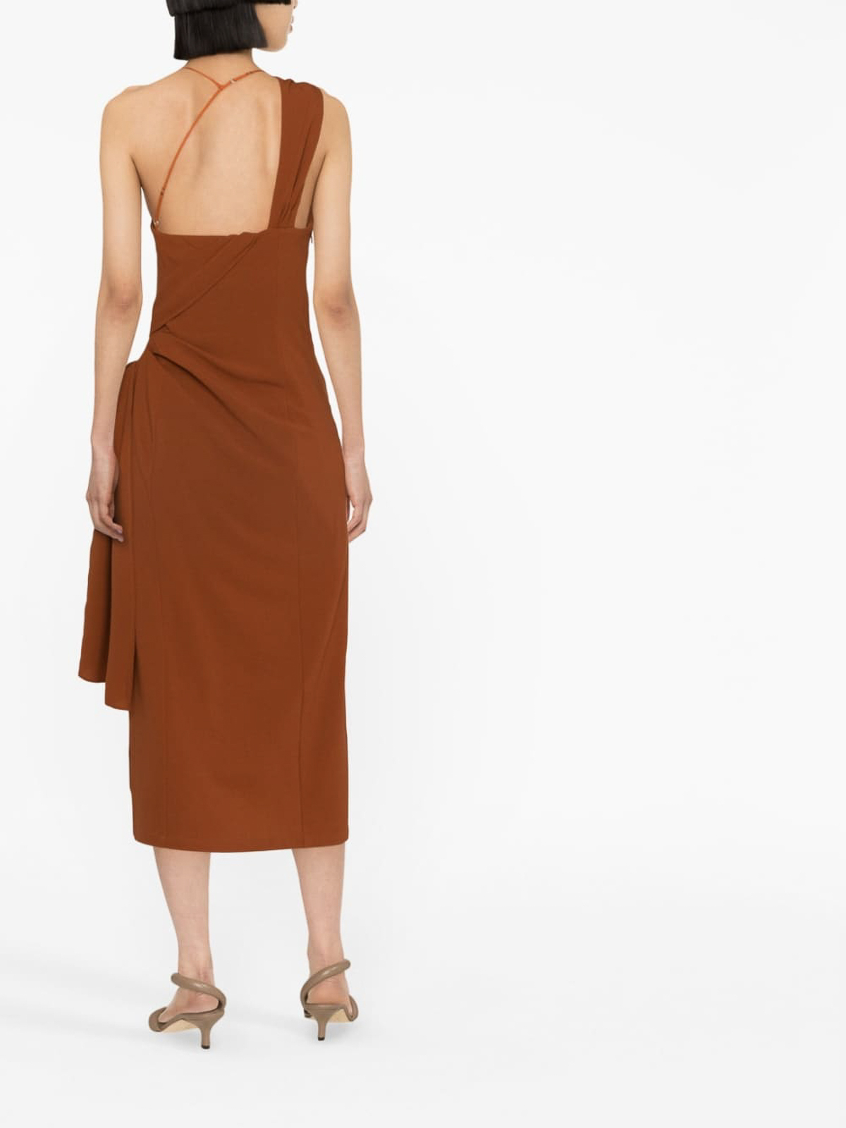 Jacquemus Abanada draped asymmetric dress|231DR0441328TERRACOTTA