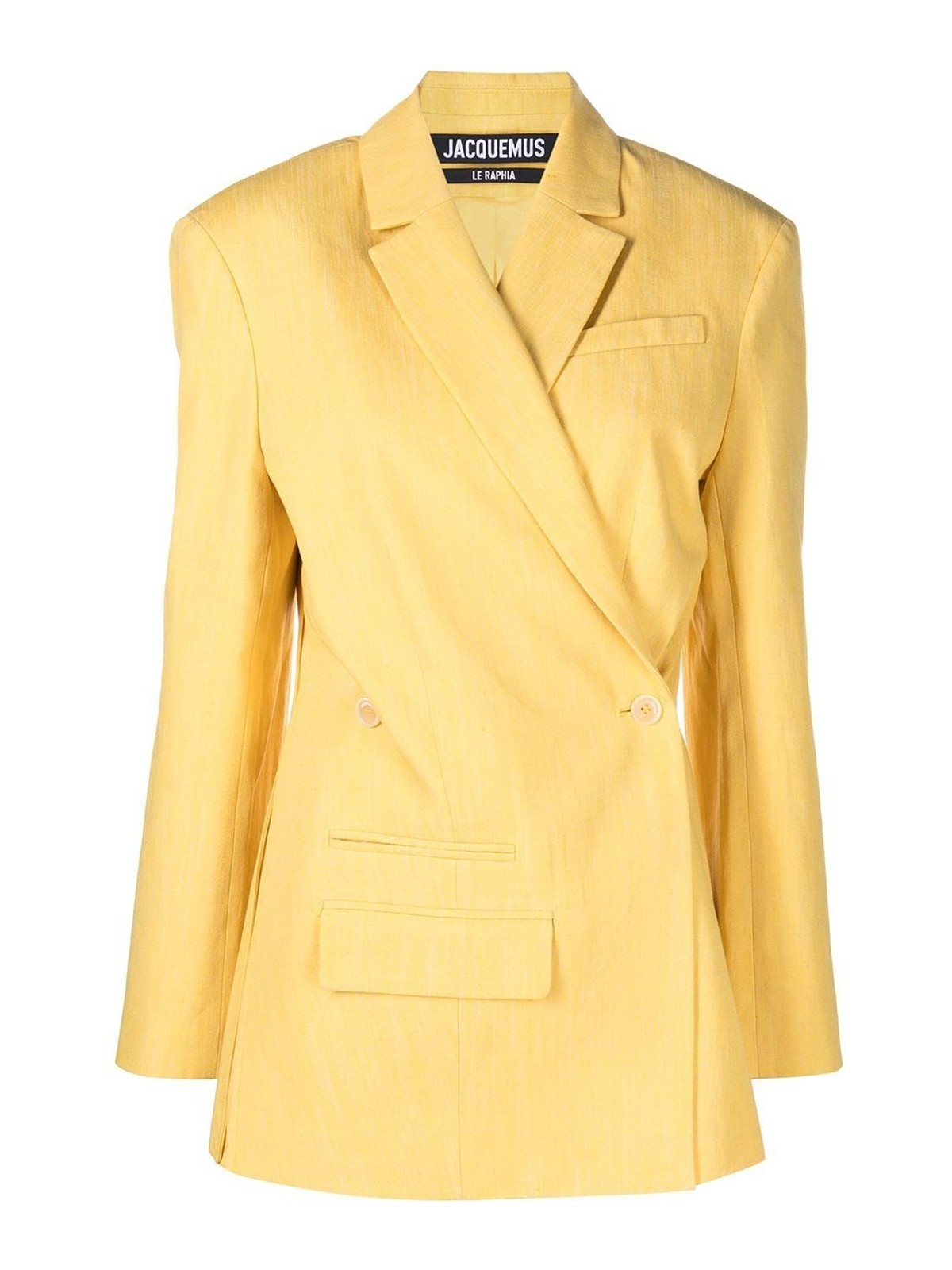 Shop Jacquemus Asymmetric Double-breasted Blazer In Yellow