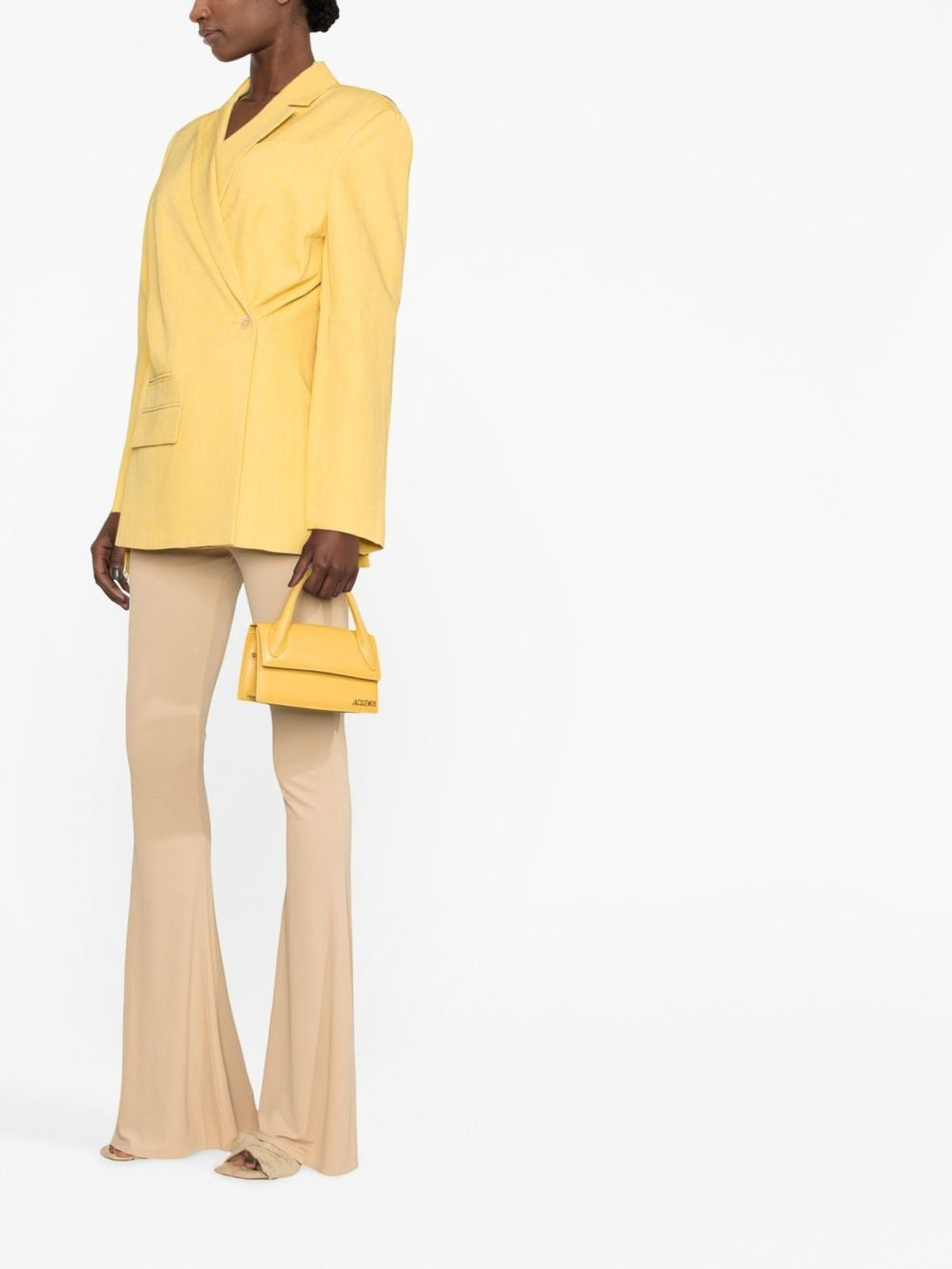 Shop Jacquemus Asymmetric Double-breasted Blazer In Yellow
