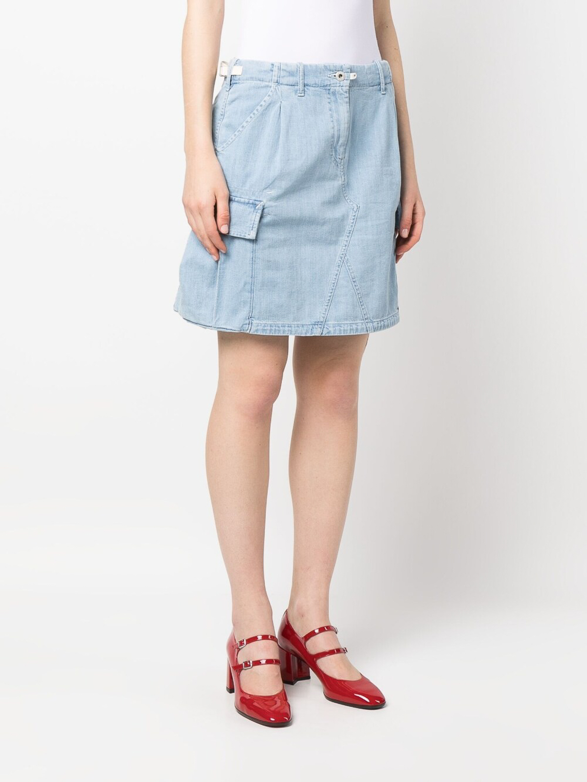 Shop Kenzo Cargo Denim Skirt In Azul Claro