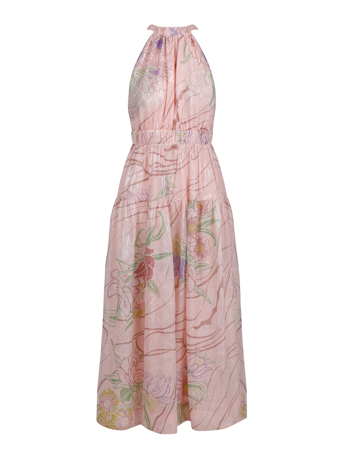 Sabina Musayev Marguerite Long Floral Pattern Dress In Pink