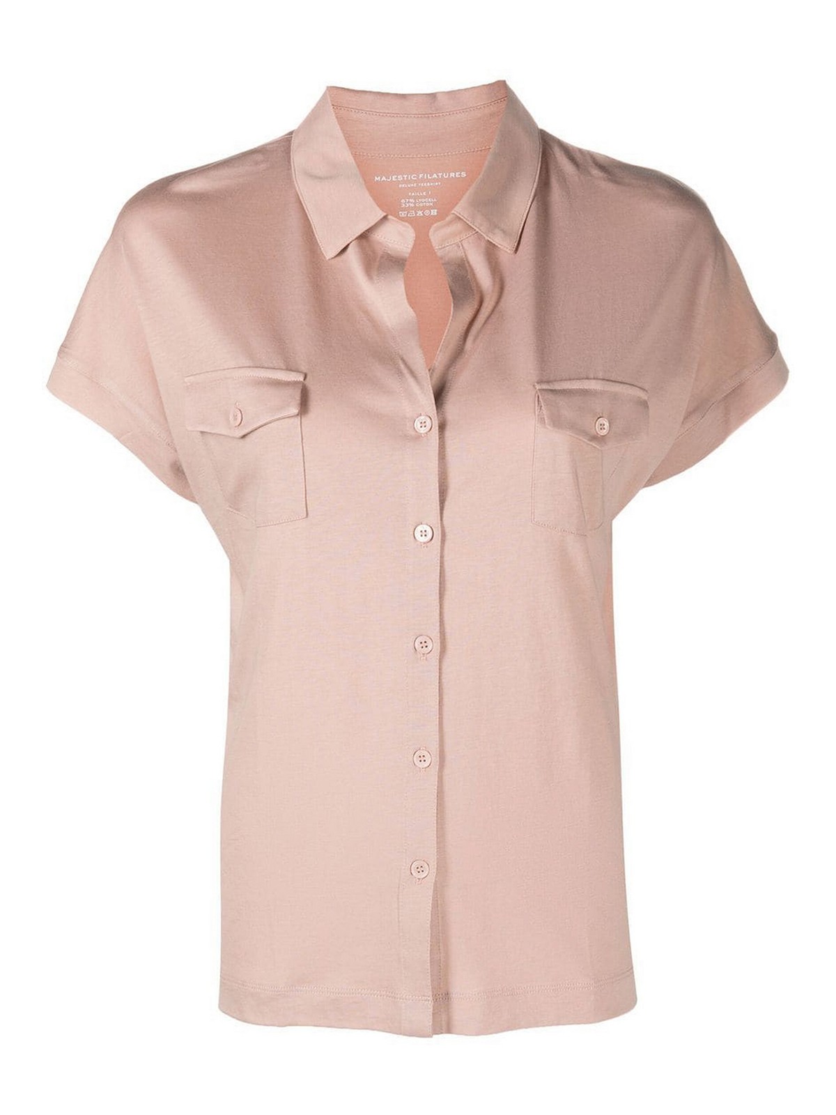 Majestic Short Sleeve Cotton Blend Shirt In Pink