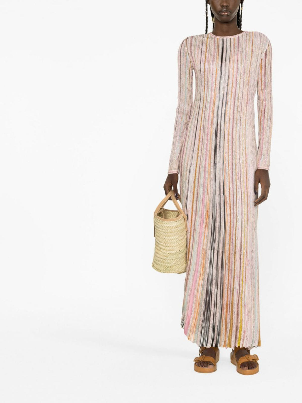 chinese dress ladies Missoni Sequin-Embellished Striped Maxi Dress Multicolor Size 44   Celebrity Owned
