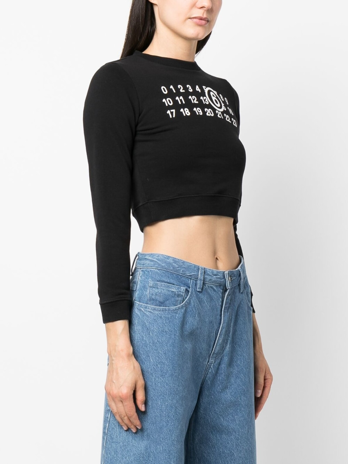 MM6 Maison Margiela Logo cropped top - Black