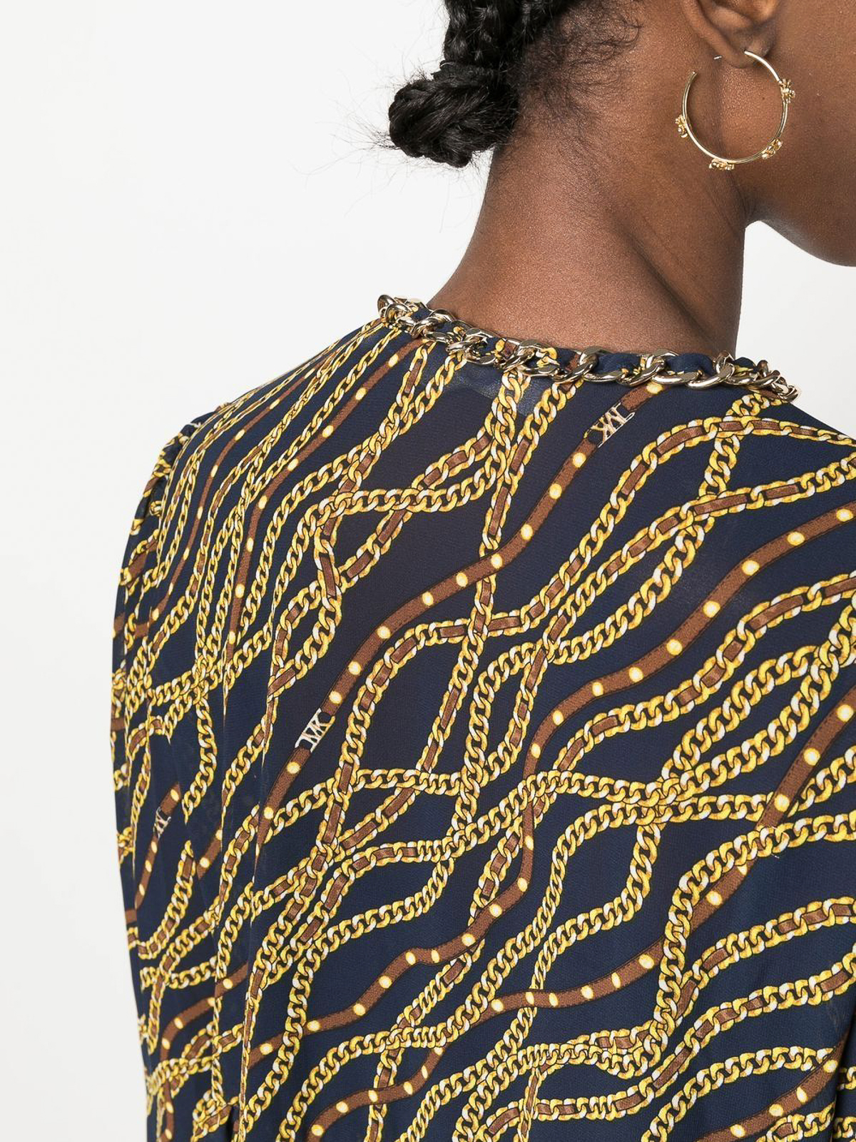 slim fit dress slacks MICHAEL KORS NAVY & GOLD PRINT LATTICE GEORGETTE MAXI DRESS SIZE L   Whispers Dress Agency