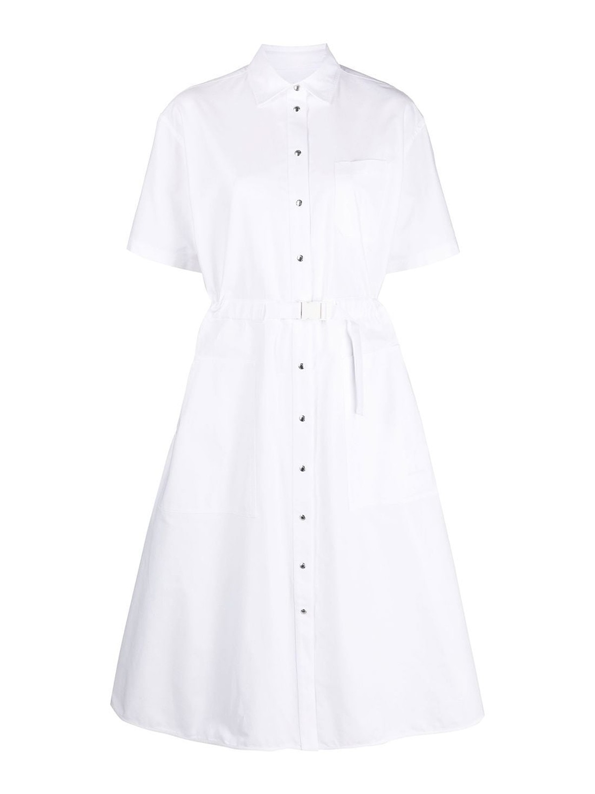 Moncler Cotton Chemisier Dress In Blanco