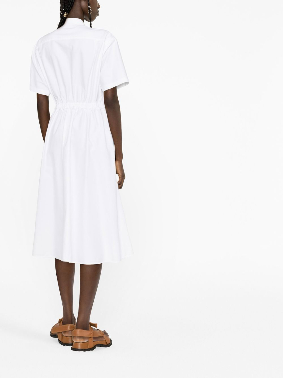 Shop Moncler Cotton Chemisier Dress In Blanco