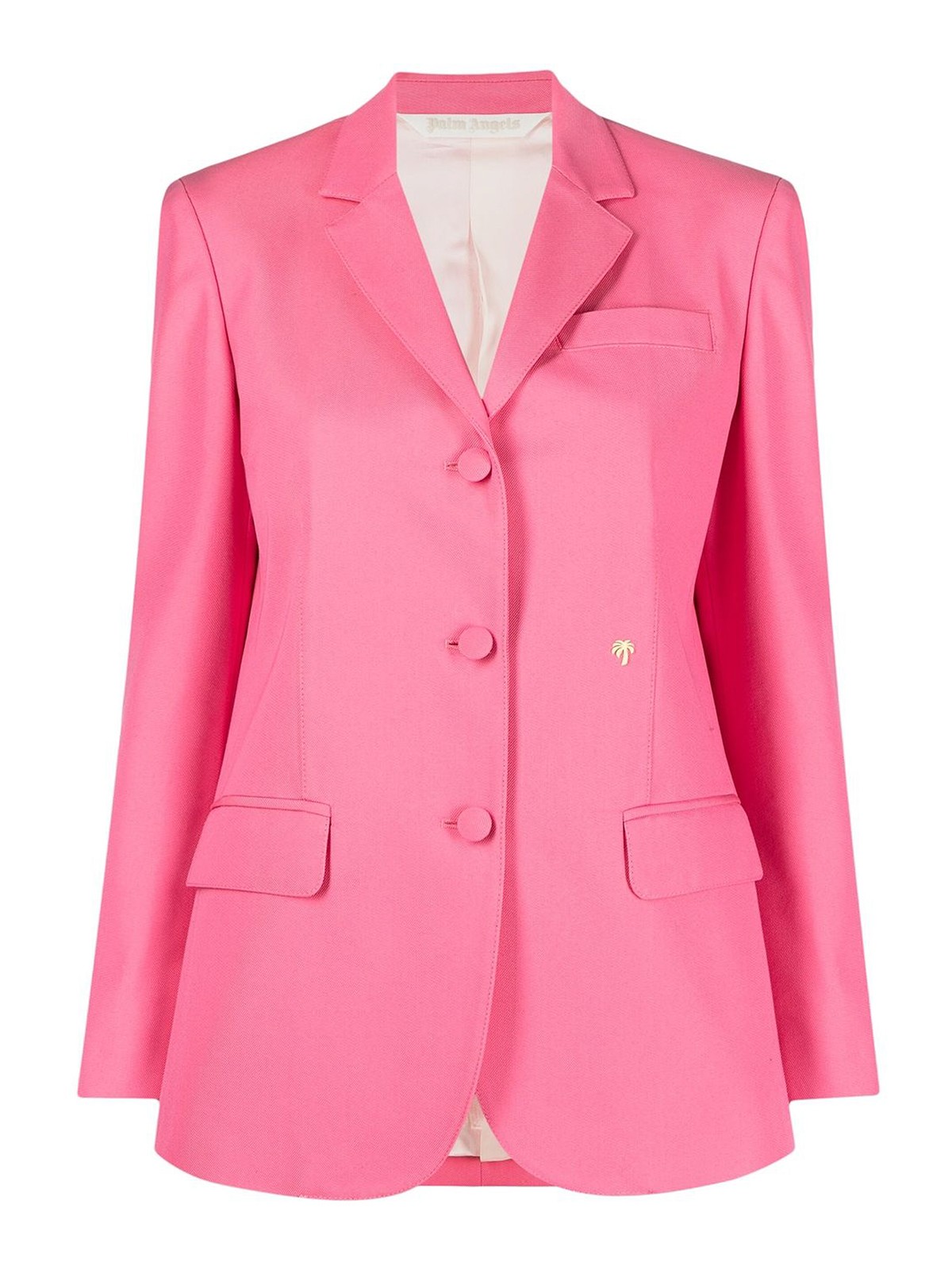Shop Palm Angels Cotton Single-breasted Blazer Jacket In Rosado Oscuro
