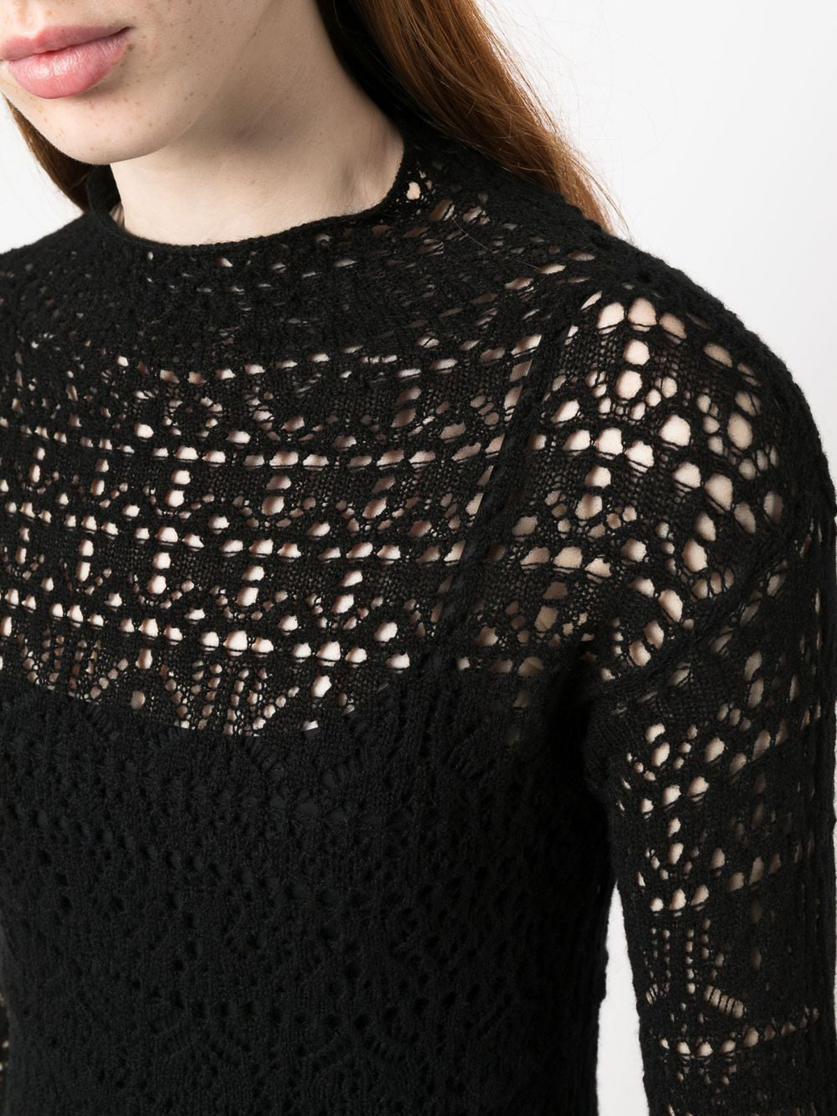Shop Ferragamo Open-knit Cashmere Top In Black