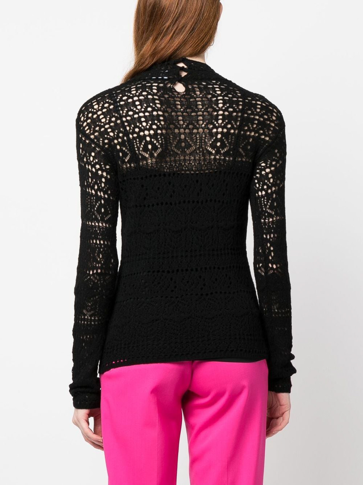 Shop Ferragamo Open-knit Cashmere Top In Black