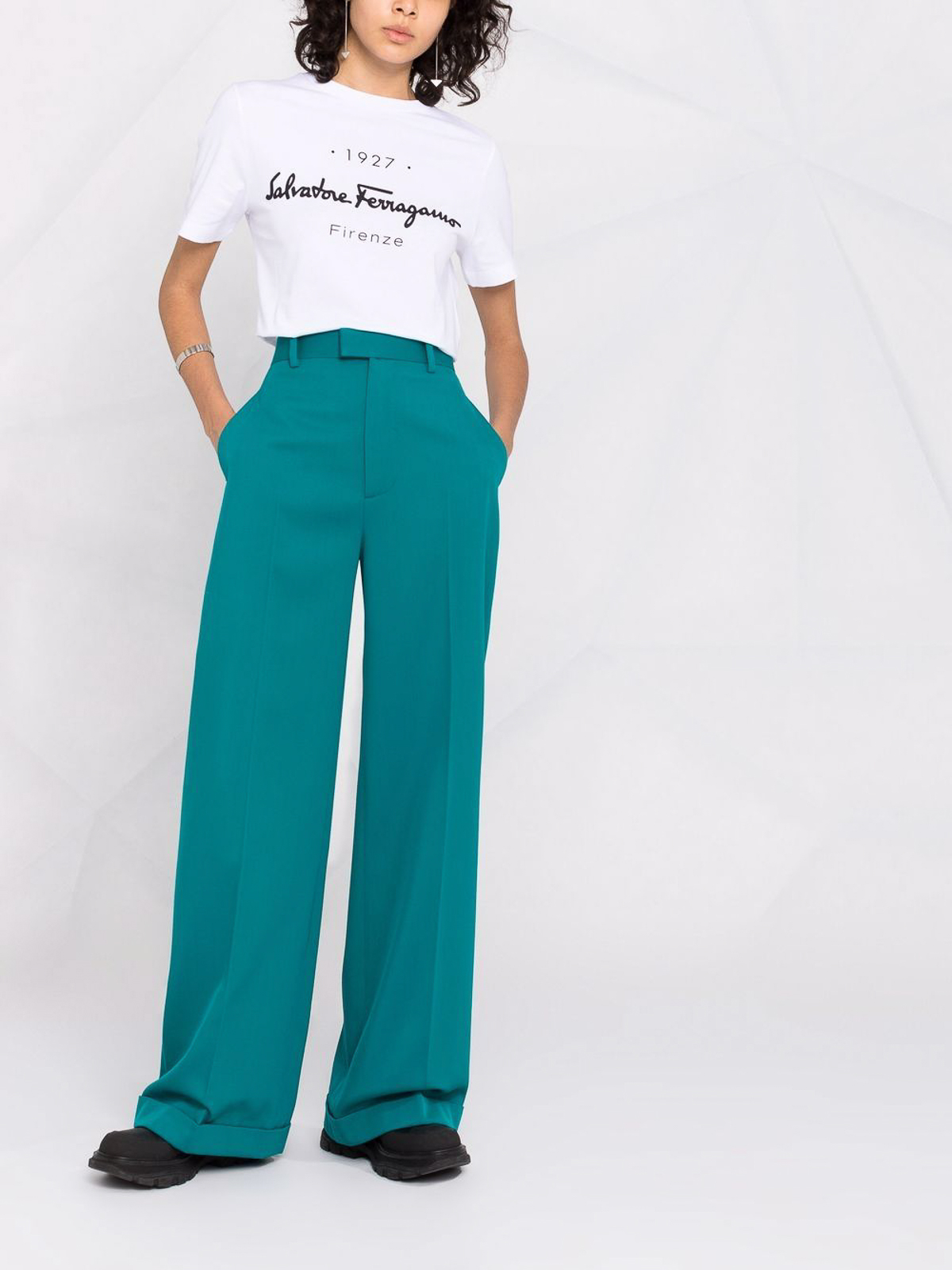 Ferragamo Logo cotton T-shirt - White - Women | 11C466722283001