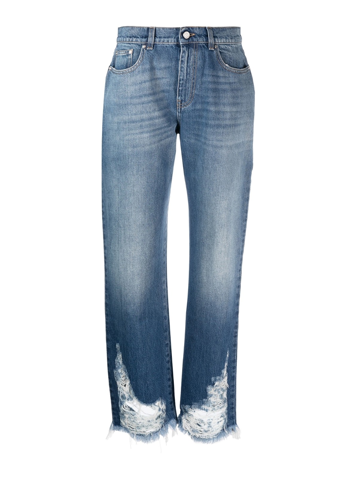 Stella Mccartney Logo-patch Straight-leg Jeans In Light Wash