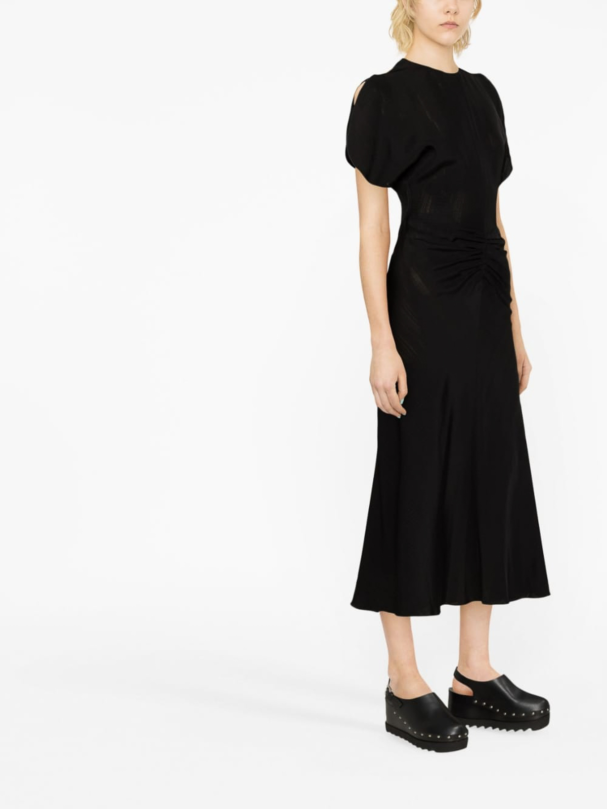 Victoria Beckham Gathered waist maxi dress|1223WDR004614BBLACK