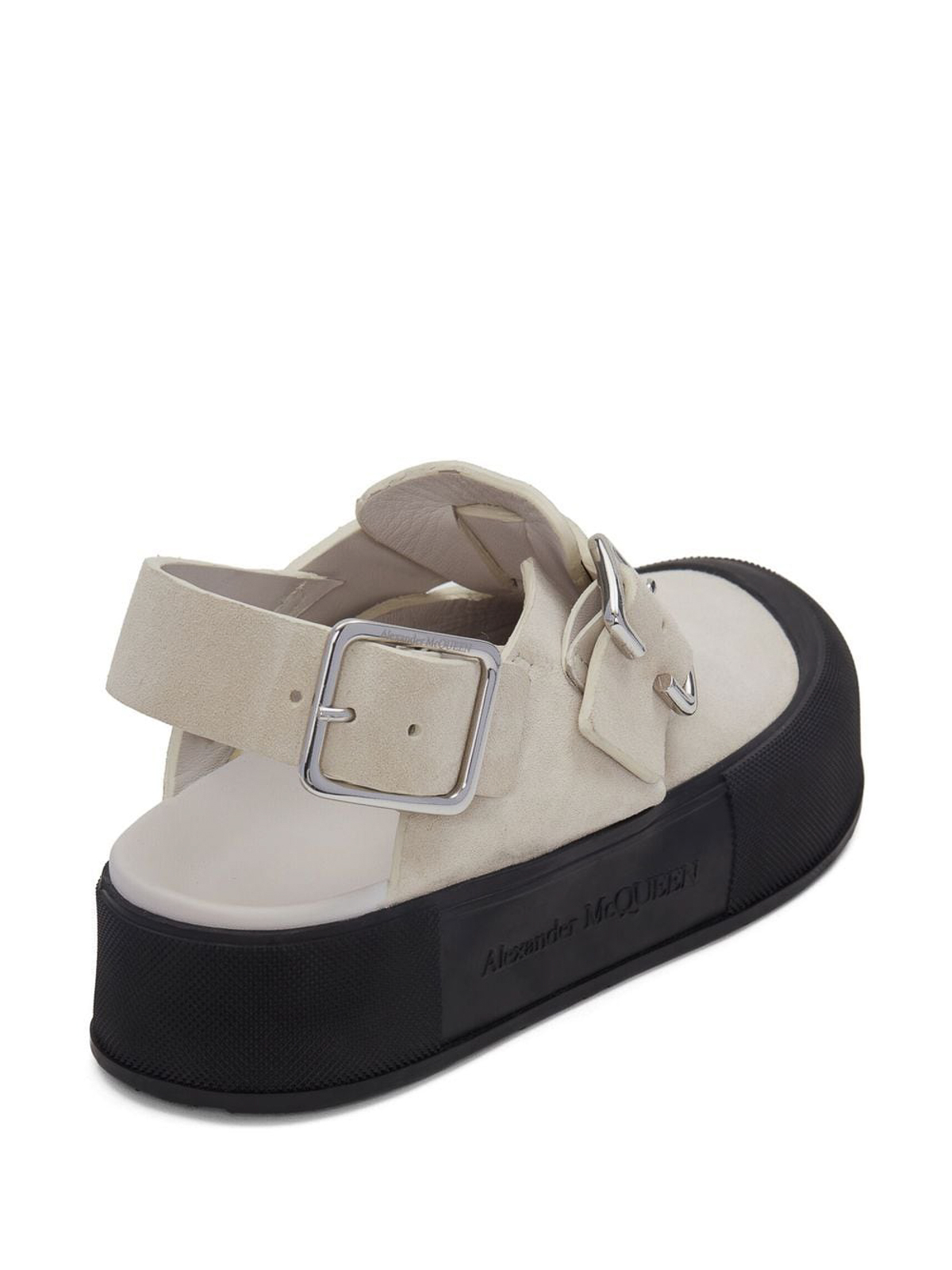 Shop Alexander Mcqueen Leather Sandals In Blanco