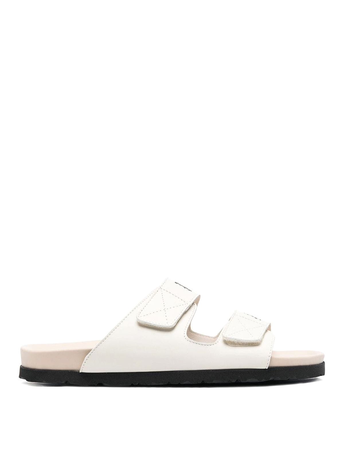 Shop Palm Angels Logo Sandals In White