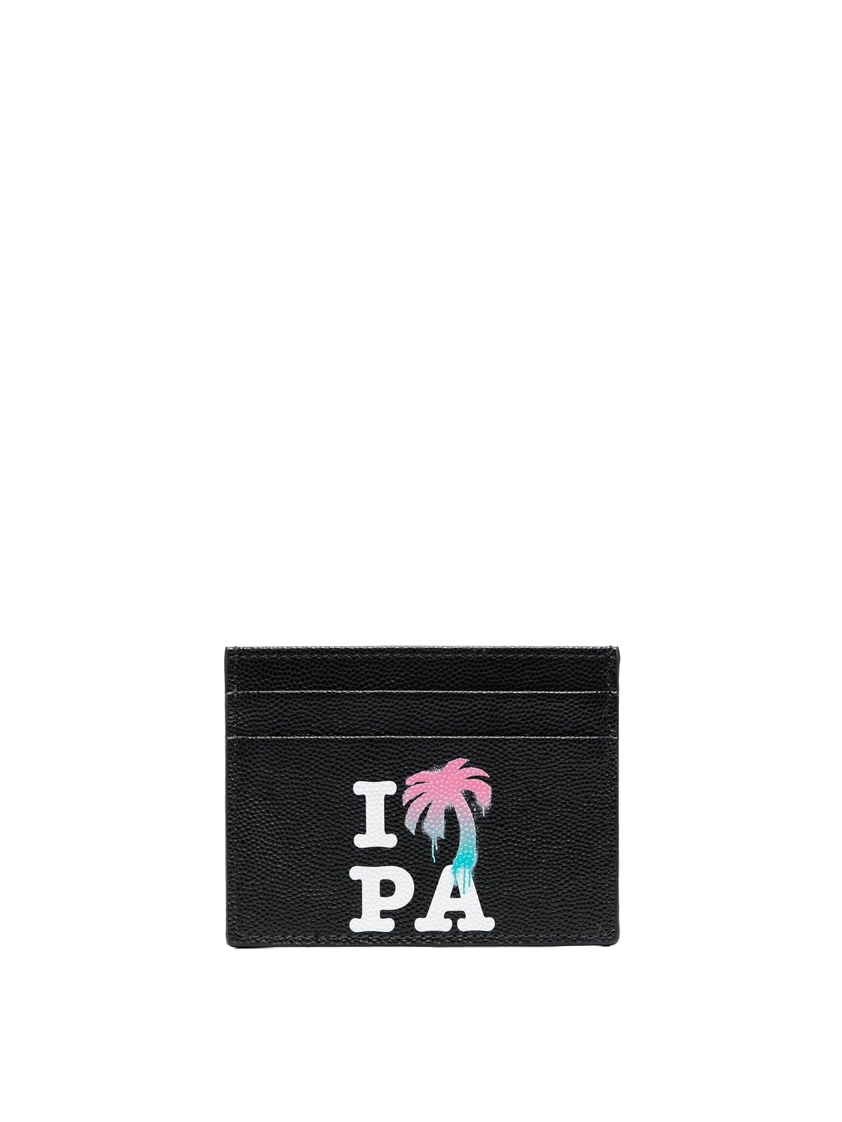 Palm Angels Leather Card Case In Black