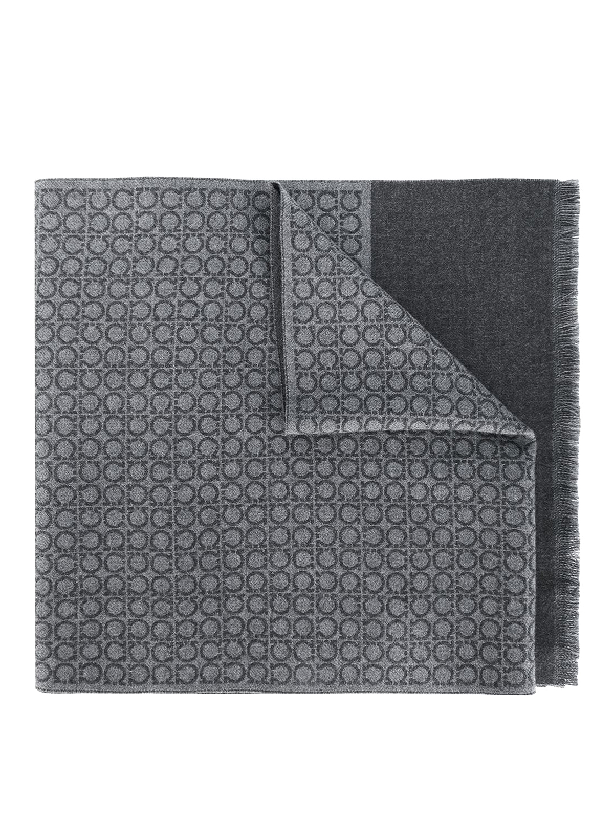 Ferragamo Gancini Wool Scarf In Grey