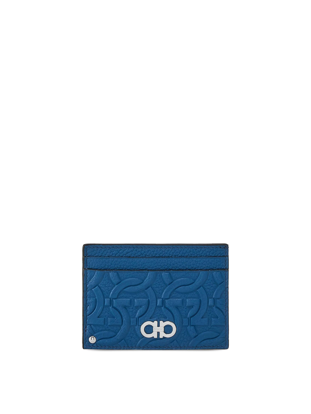 Ferragamo Leather Credit Card Case In Blue