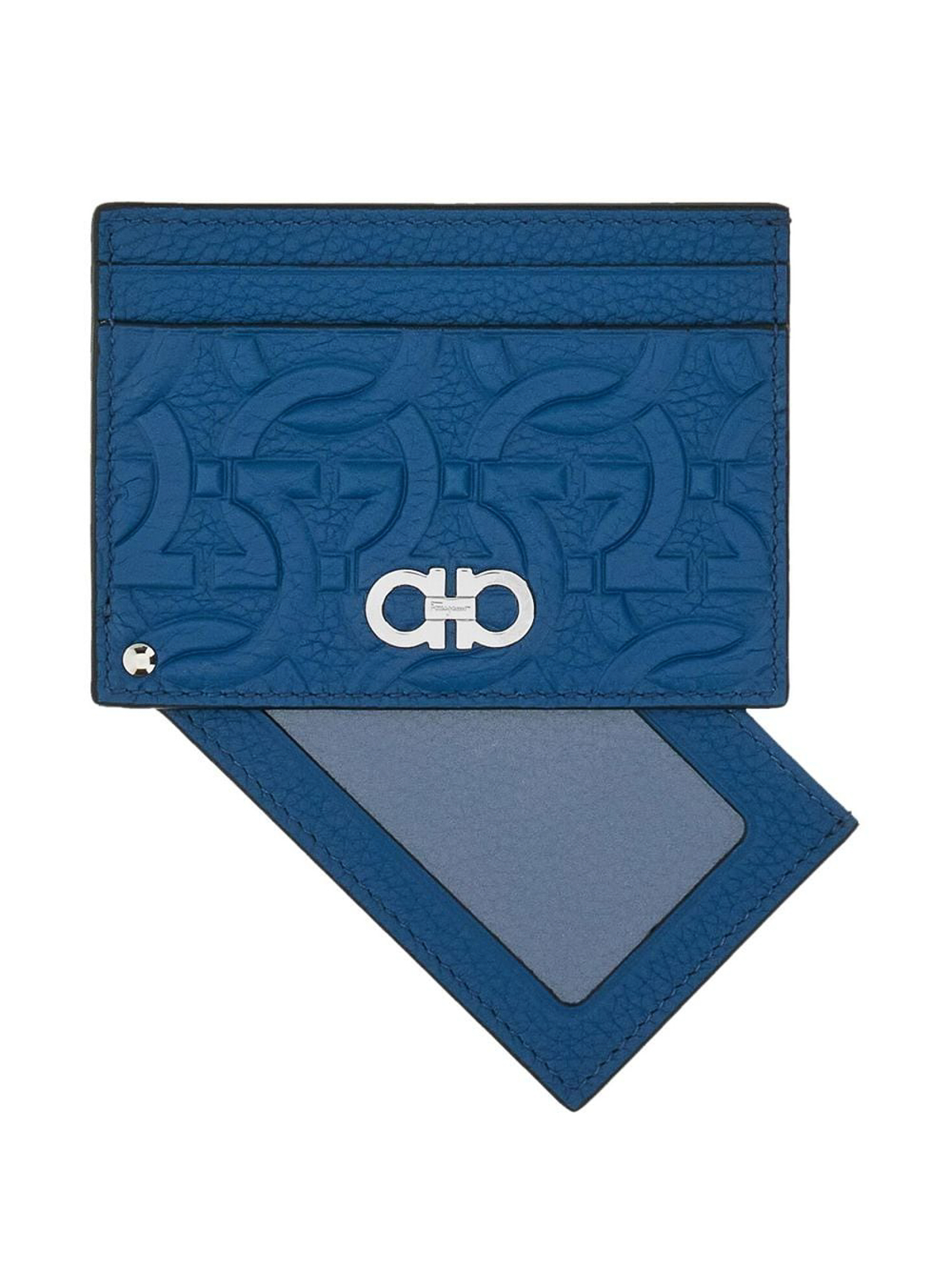 Shop Ferragamo Leather Credit Card Case In Blue