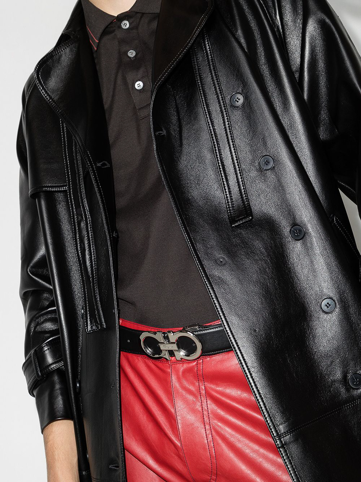 Shop Ferragamo Gancini Leather Adjustable Belt In Negro