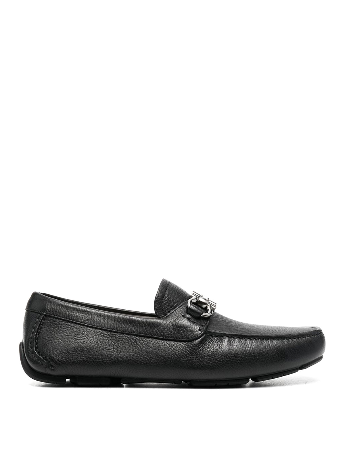 Ferragamo Leather Loafers In Black