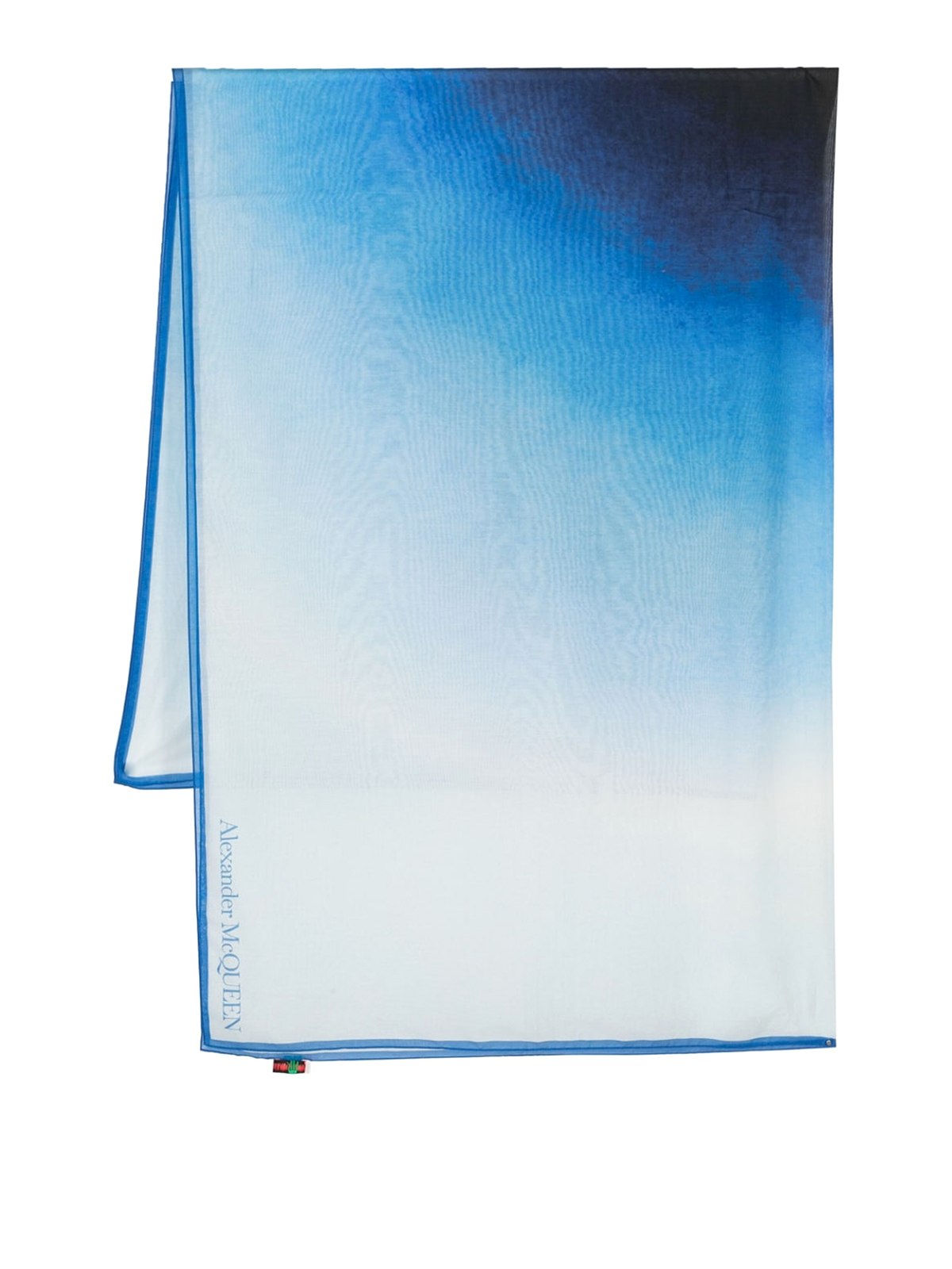 Shop Alexander Mcqueen Printed Silk Blend Cotton Scarf In Light Blue