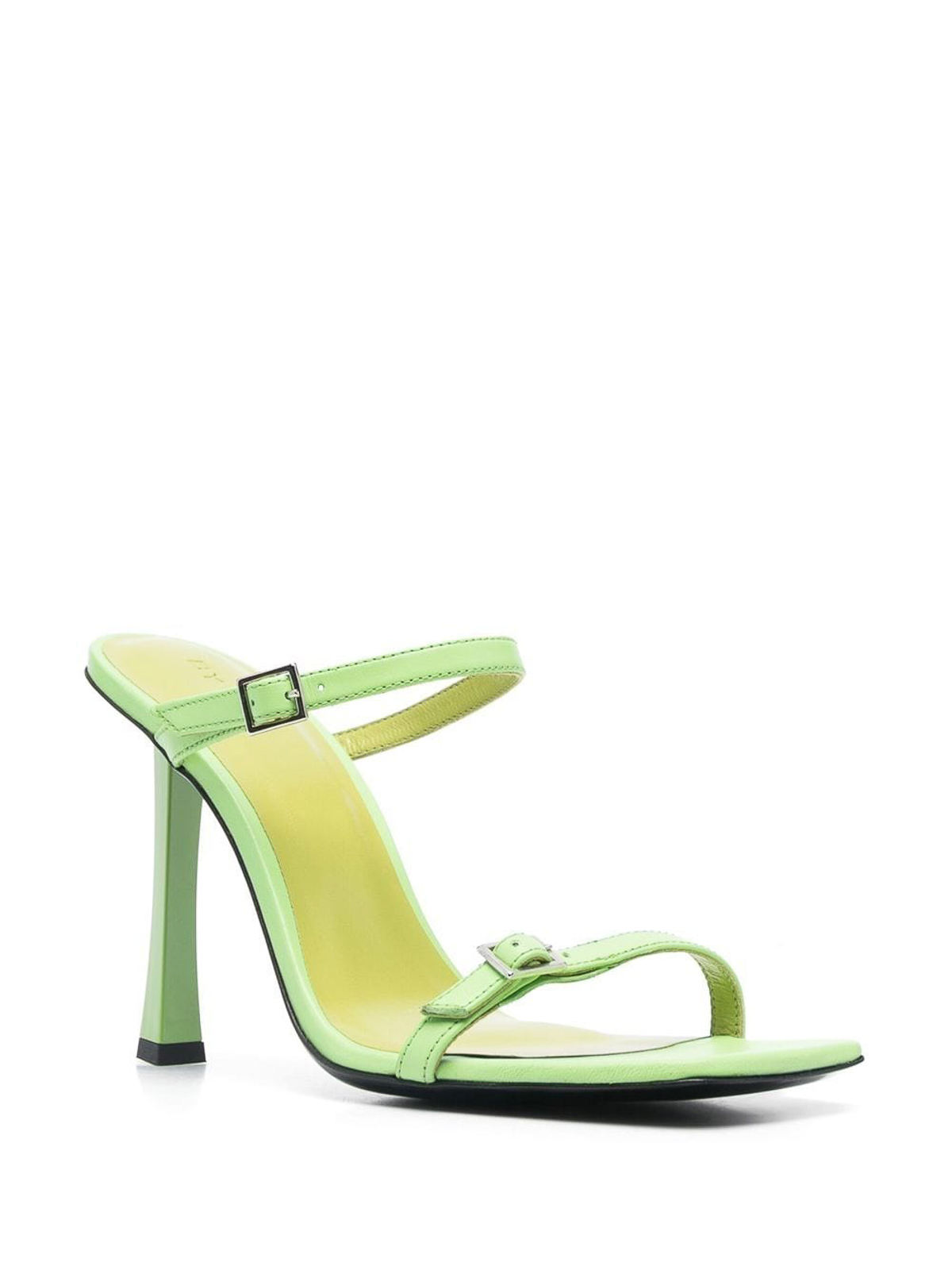 Shop By Far Leather Sandals In Light Green