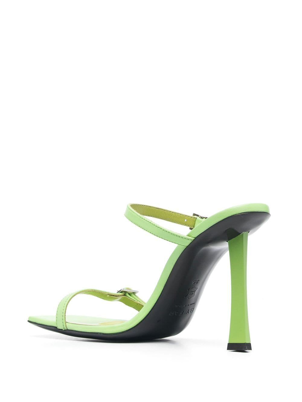 Shop By Far Leather Sandals In Light Green