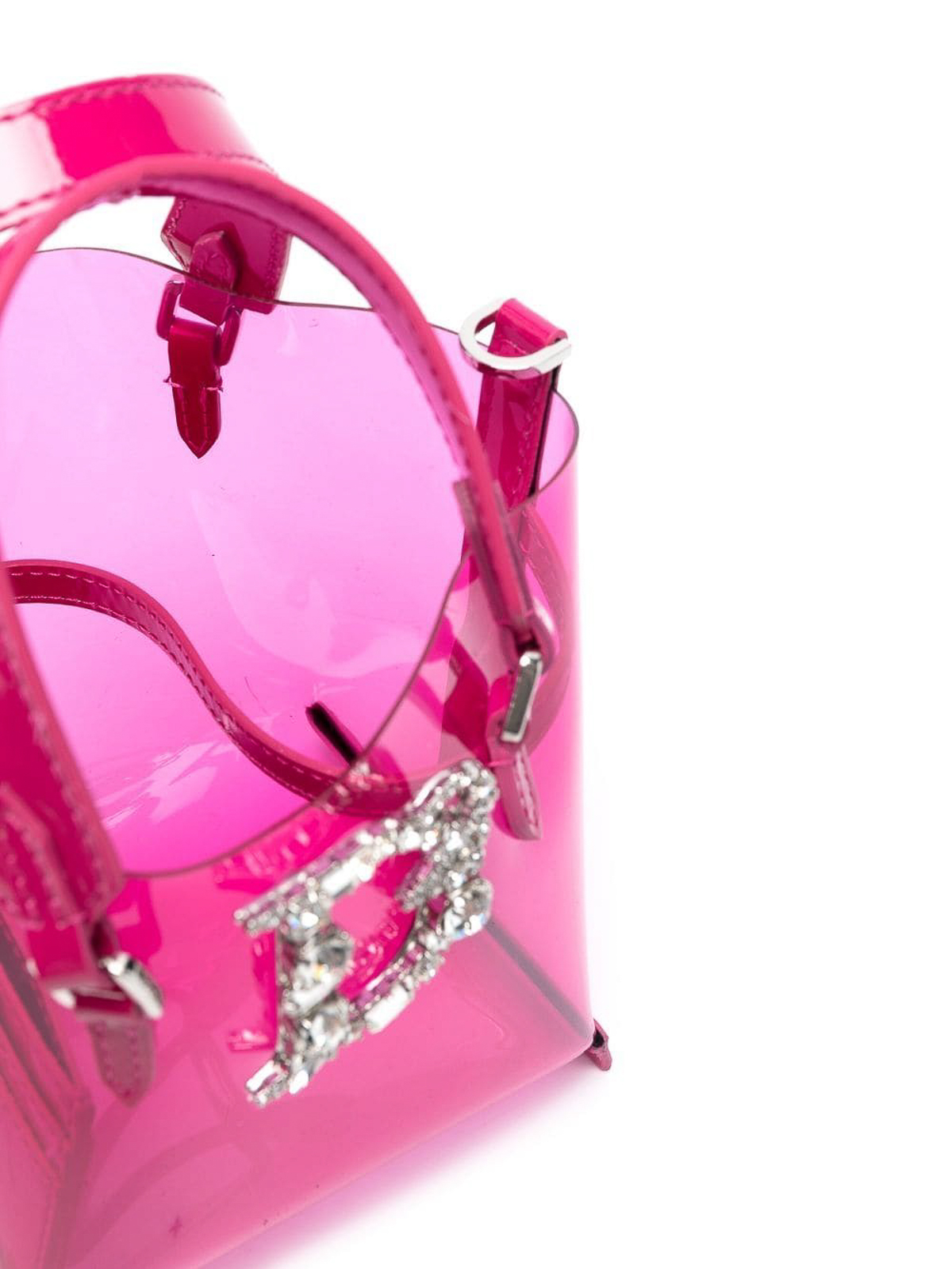 Bolso Transparente Rosa con Cristales, Dsquared2, Mujer