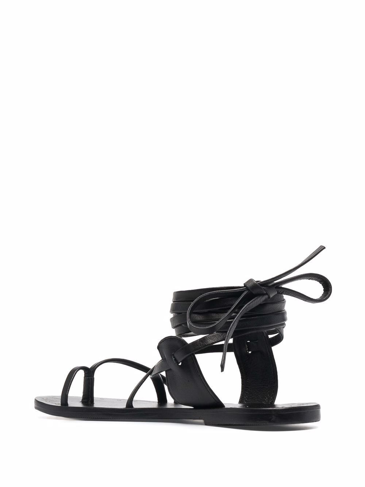 Shop Manebi Tie-up Leather Sandals In Black