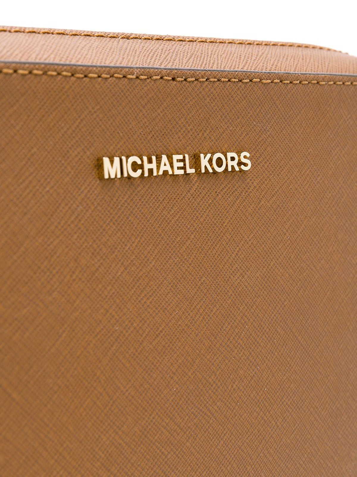 Shop Michael Michael Kors Jet Set Large Leather Crossbody Bag In Brown