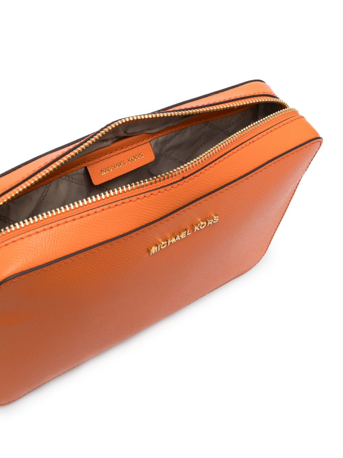 Shop Michael Michael Kors Jet Set Large Leather Crossbody Bag In Orange