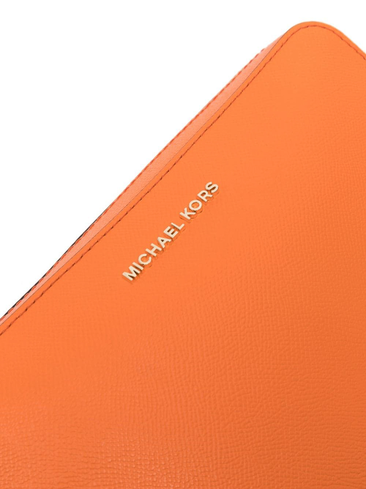 Shop Michael Michael Kors Jet Set Large Leather Crossbody Bag In Orange