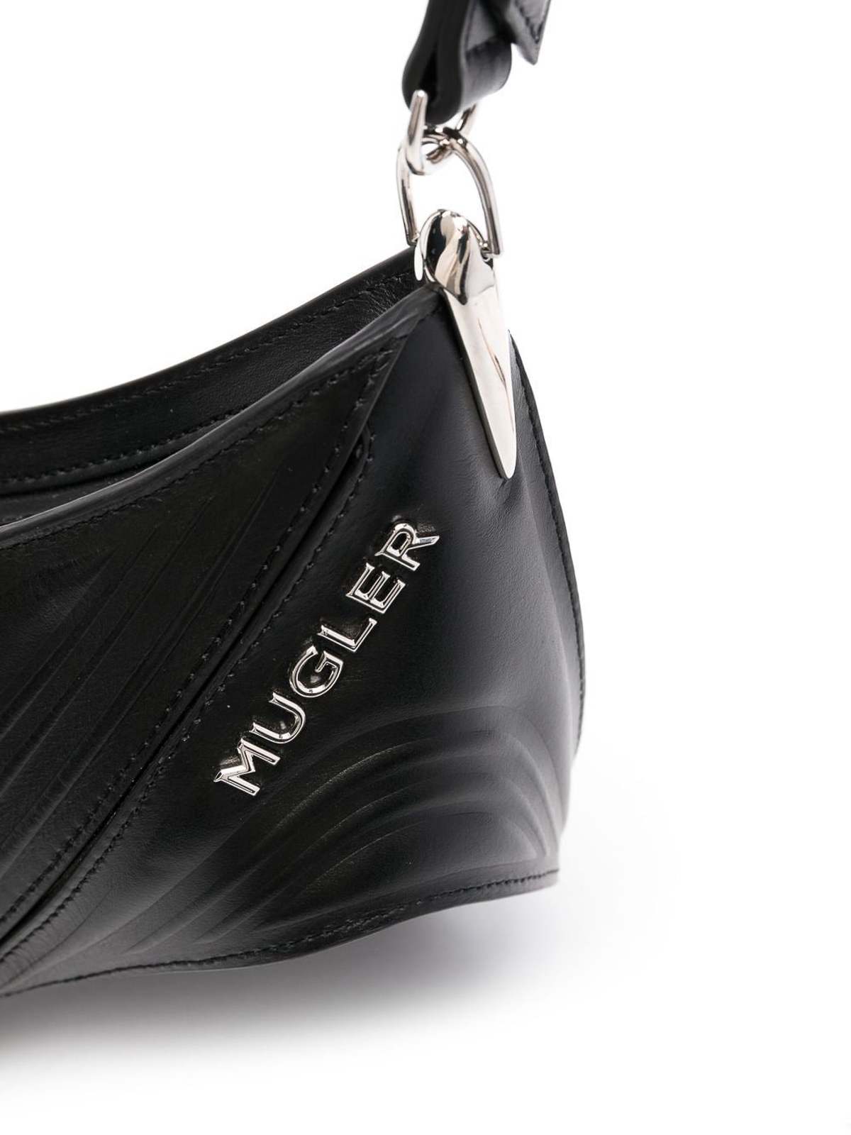 Shop Mugler Spiral Curve 01 Small Shoulder Bag In Black