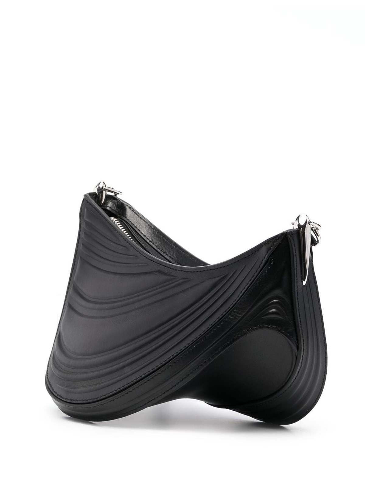 Shop Mugler Spiral Curve 01 Small Shoulder Bag In Black