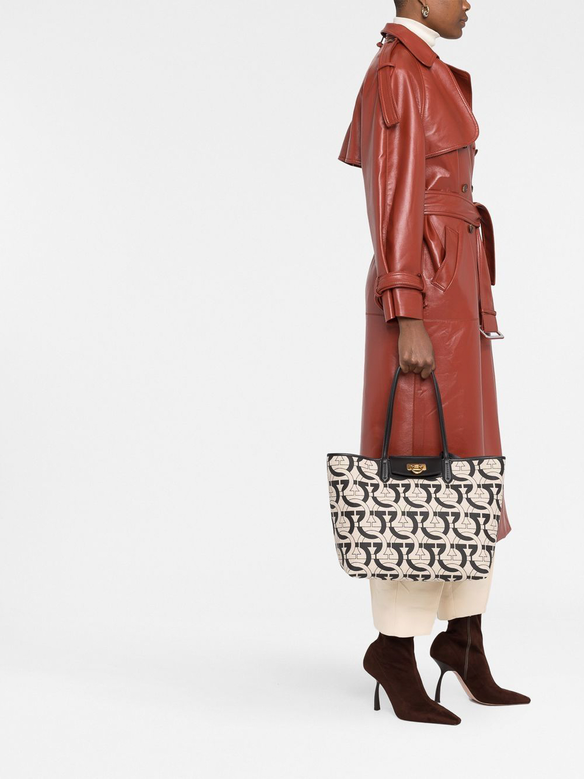 【SALVATORE FERRAGAMO】TOTE BAG SMALL Ferragamo - Gancini Small leather tote bag Salvatore Ferragamo