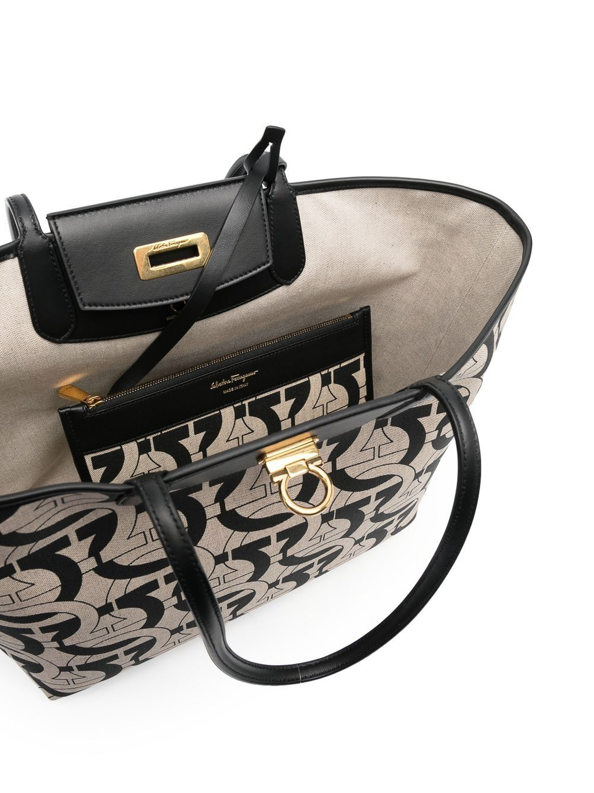 【SALVATORE FERRAGAMO】TOTE BAG SMALL Ferragamo - Gancini Small leather tote bag Salvatore Ferragamo