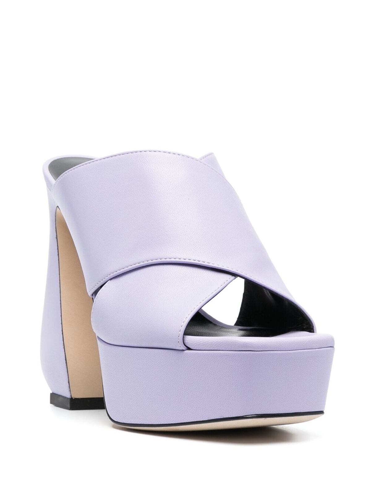 Shop Si Rossi Leather Heel Mules In Púrpura Claro