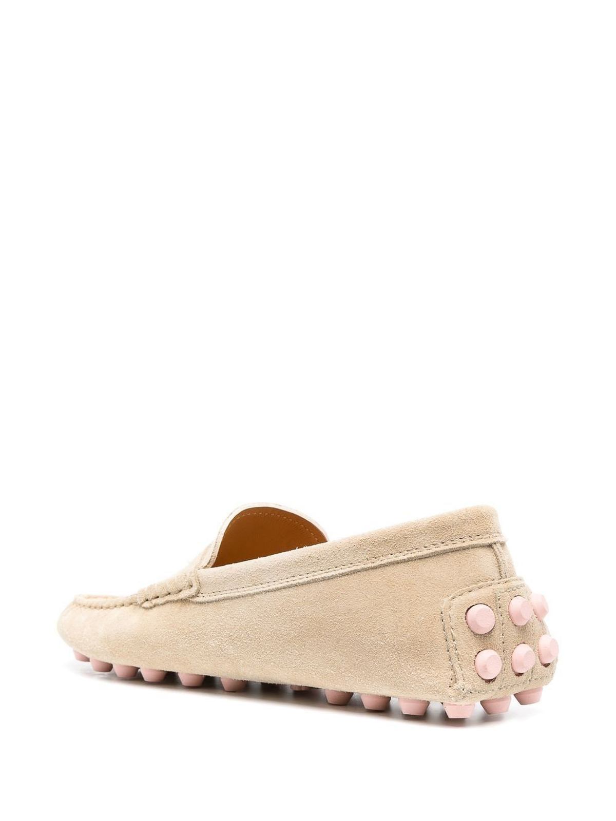 Shop Tod's Gommino Bubble Leather Loafers In Beige