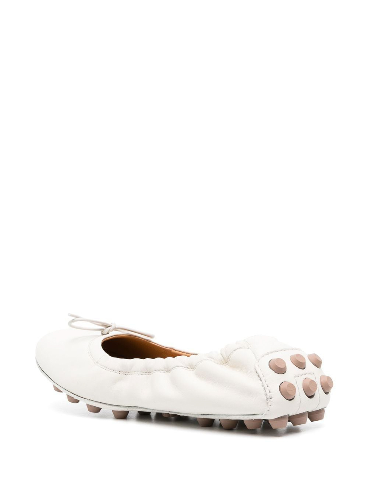 Shop Tod's Bubble Leather Ballet Flats In White