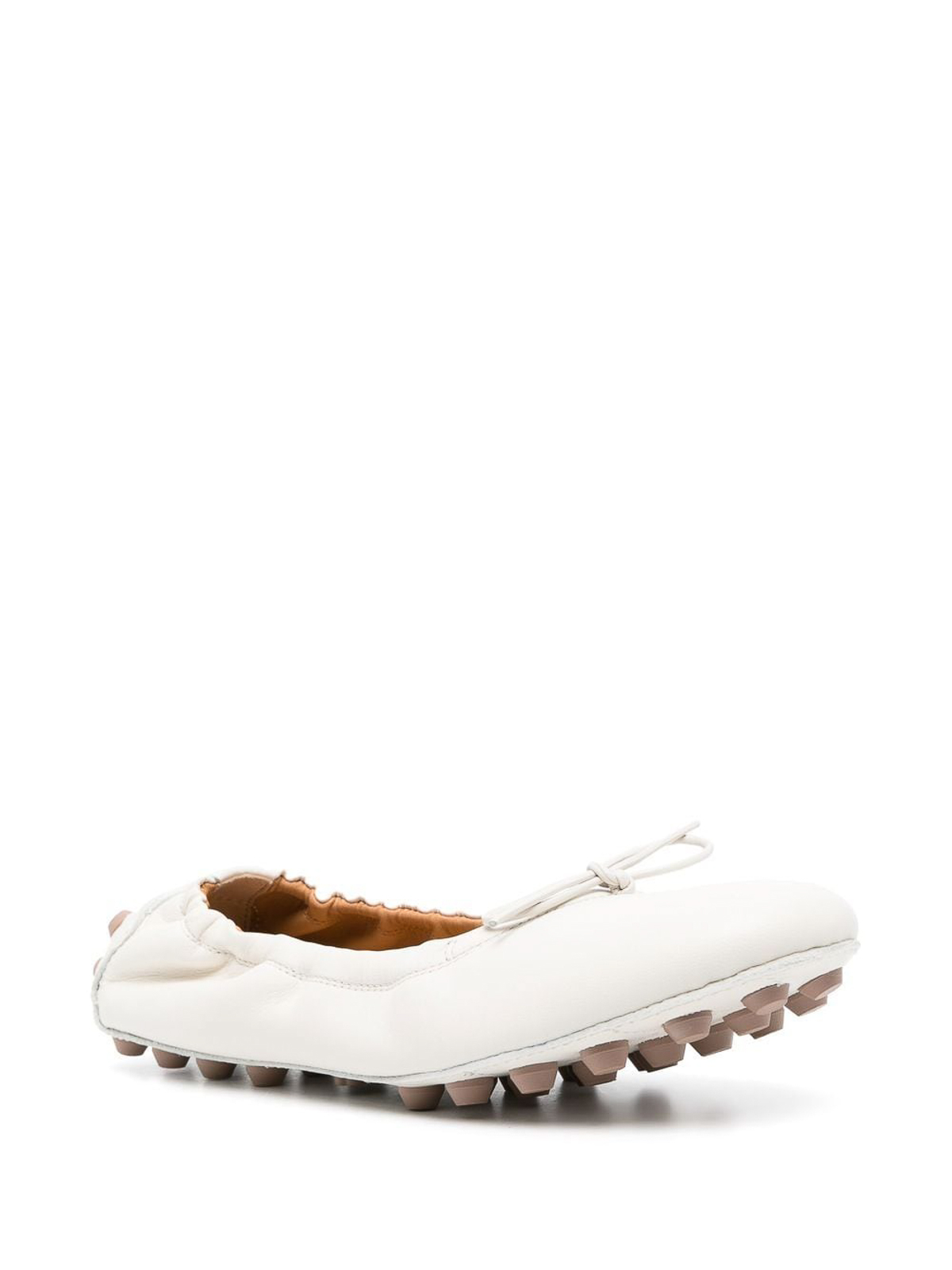 Shop Tod's Bubble Leather Ballet Flats In White