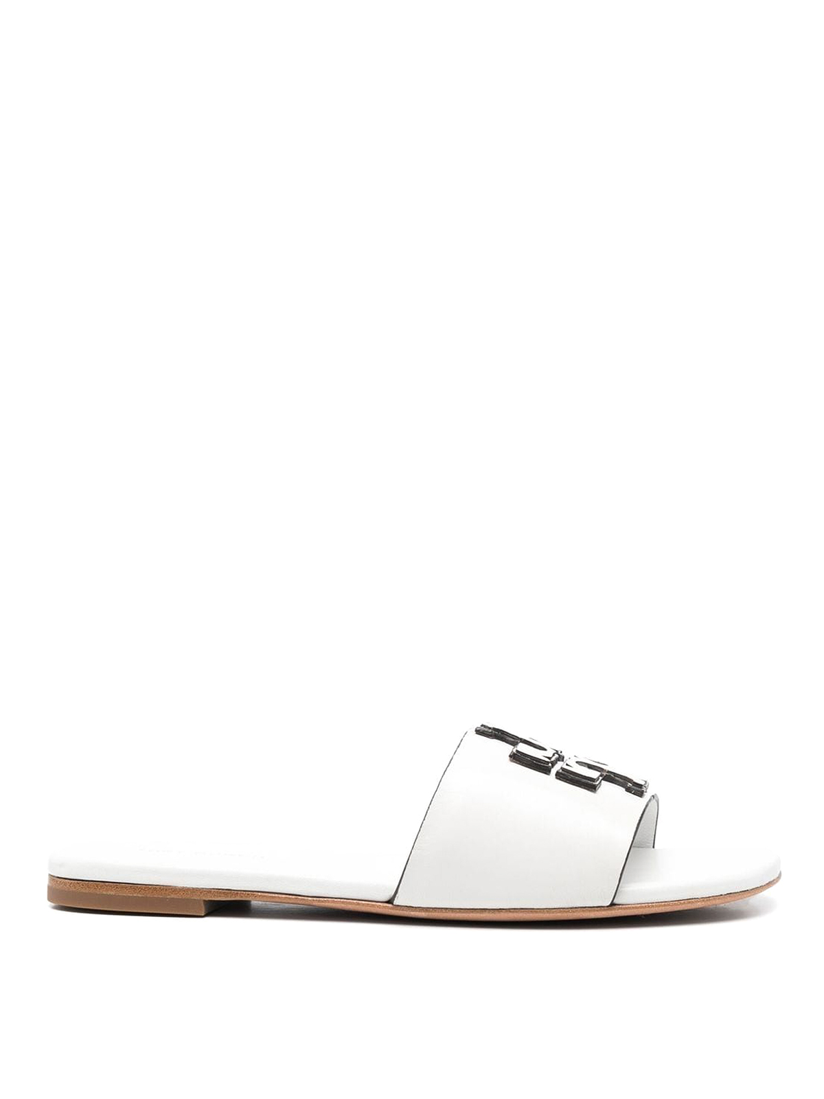 Tory Burch Eleanor Leather Flat Sandals In White
