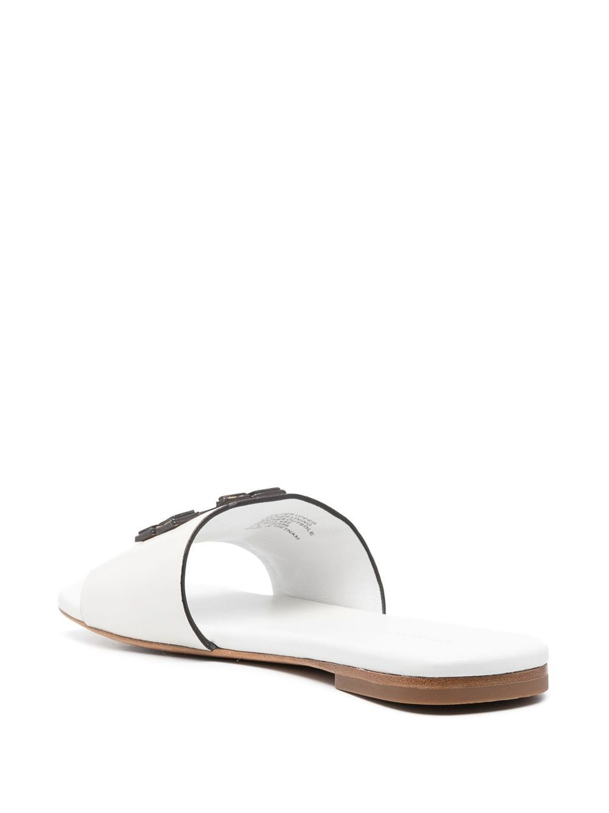 Shop Tory Burch Eleanor Leather Flat Sandals In White